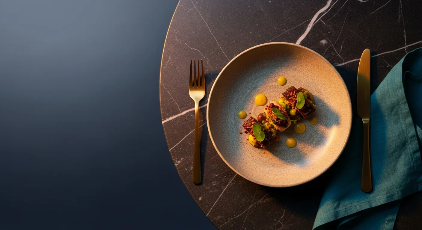 Illustratie van bord en bestek die een moderne restaurantwebsite verbeeldt