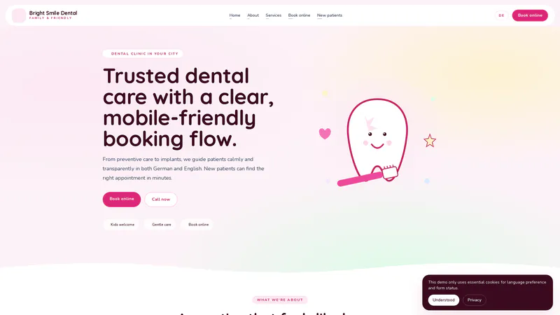 Family Dentist — landing hero (desktop)
